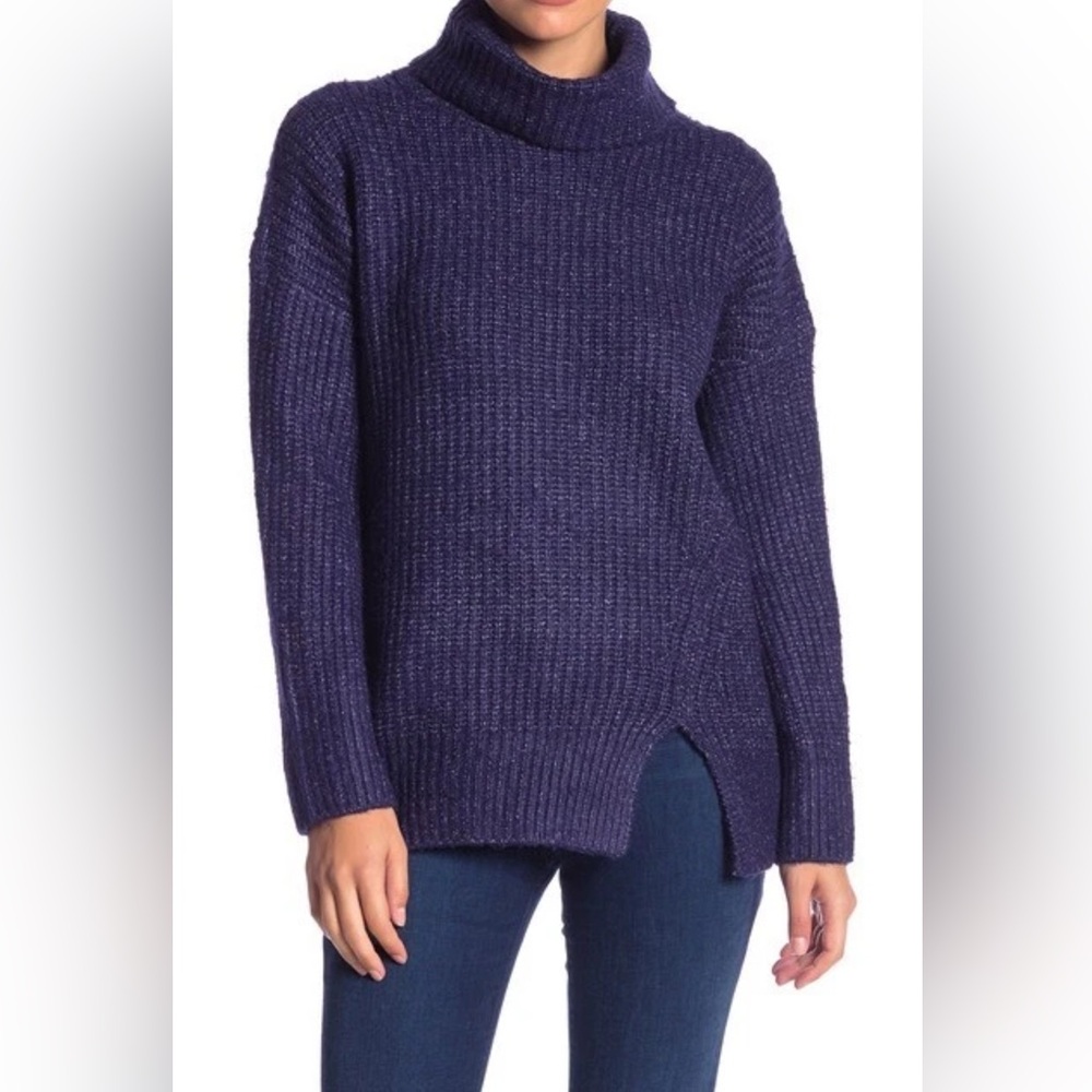 Elodie Navy Blue Cowl Neck Long Sleeve Sweater